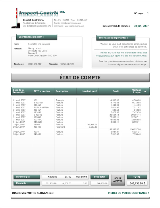 SAGE 50 | ÉTAT DE COMPTE | # M1CT14-3