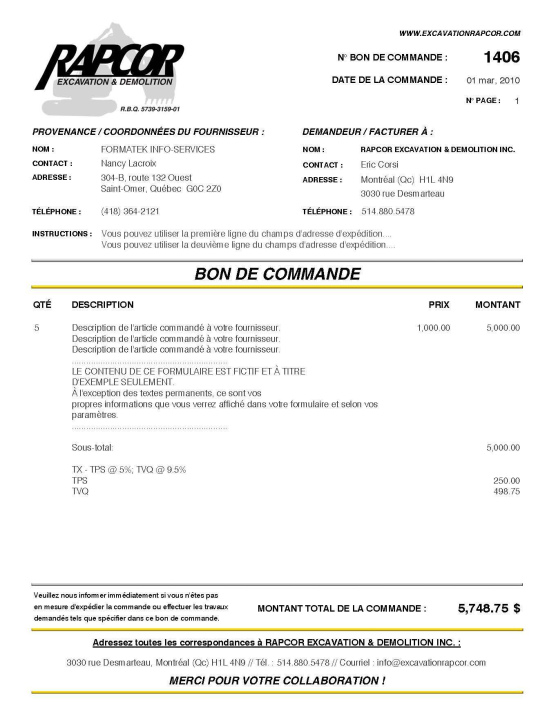 SAGE 50 | BON COMMANDE | # M5CT01-4