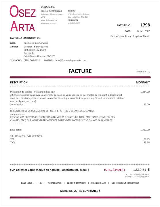 SAGE 50 | FACTURE | # M5SE10-1