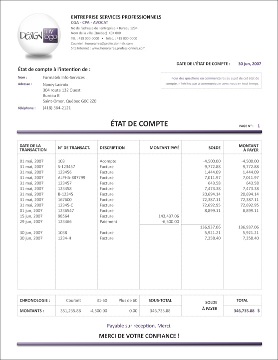SAGE 50 | ÉTAT DE COMPTE | # M5SE02-2