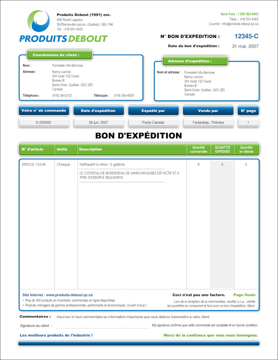 SAGE 50 | BON D'EXPÉDITION (PACKING SLIP) | # M2DE03-2
