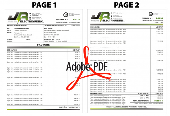 PDF | FACTURE - SUR 2 PAGES | # P-M5CT01-11