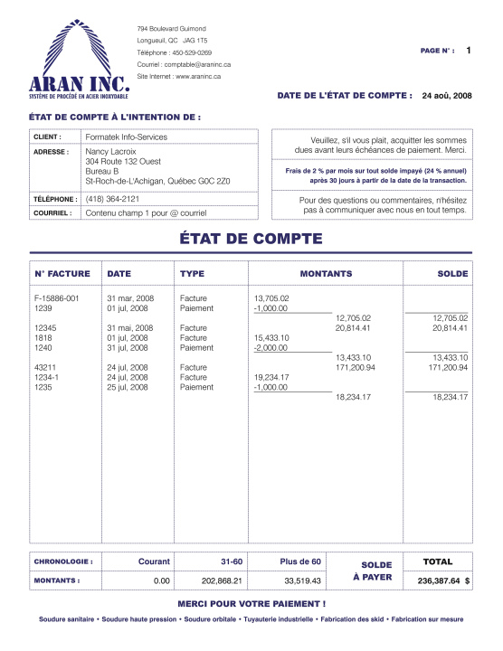 SAGE 50 | ÉTAT DE COMPTE | # M5FA01-4