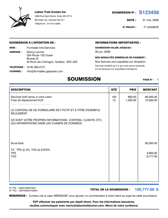 SAGE 50 | SOUMISSION | # M5SE19-5