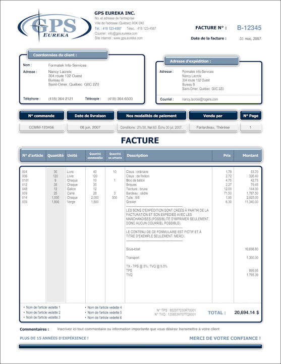 SAGE 50 | FACTURE | # M2DE01-1