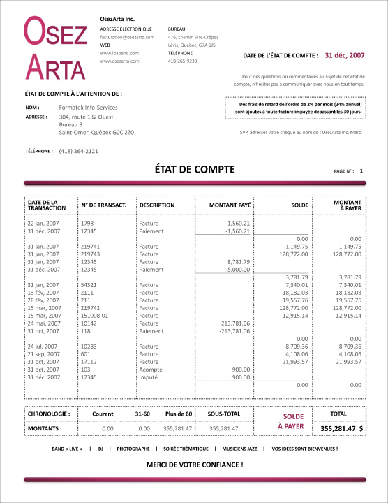 SAGE 50 | ÉTAT DE COMPTE | # M5SE10-5