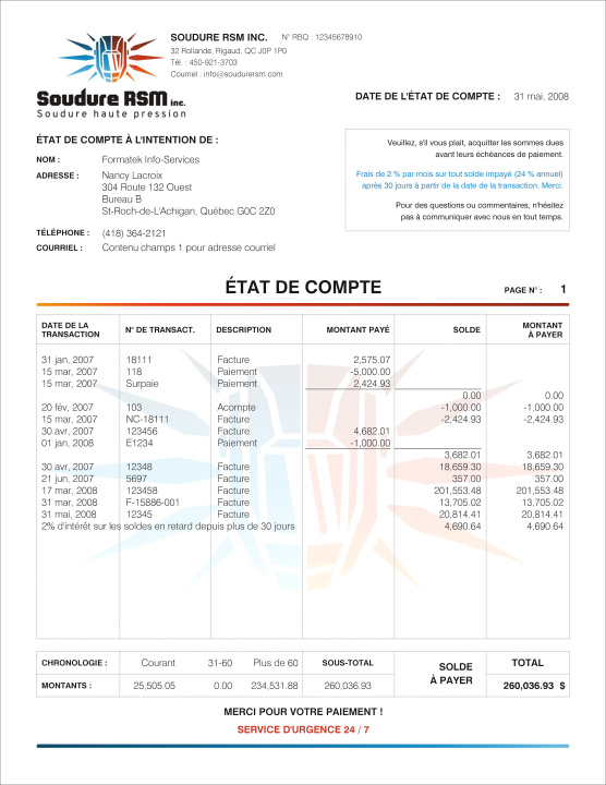 SAGE 50 | ÉTAT DE COMPTE | # M5SE14-3
