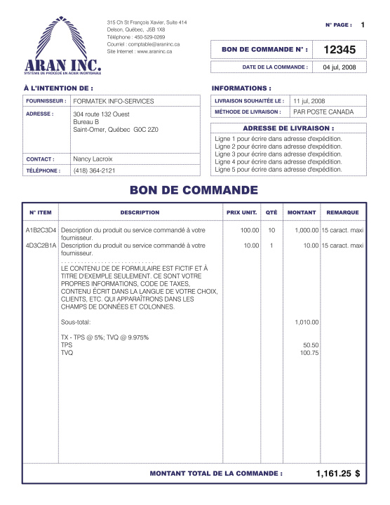 SAGE 50 | BON COMMANDE | # M5FA01-6