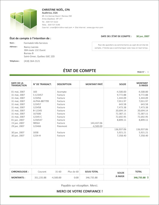 SAGE 50 | ÉTAT DE COMPTE | # M5SE03-2